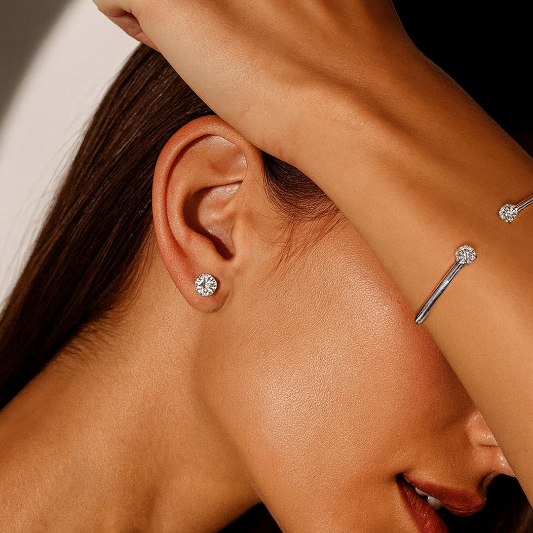 Celestia Moissanite Round-Cut Stud Earrings