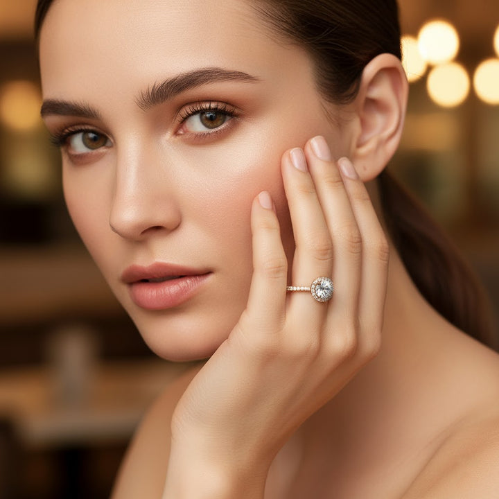 Dana Round-Cut Pavé Lab Diamond Halo Ring