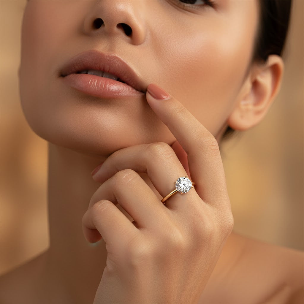 Ava Round-Cut Hidden Halo Moissanite Ring