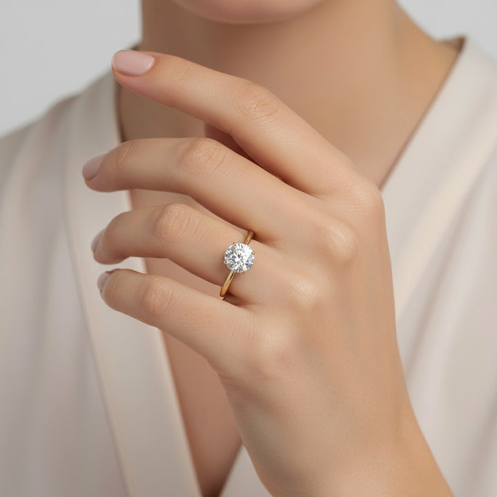 Ava Round-Cut Hidden Halo Moissanite Ring