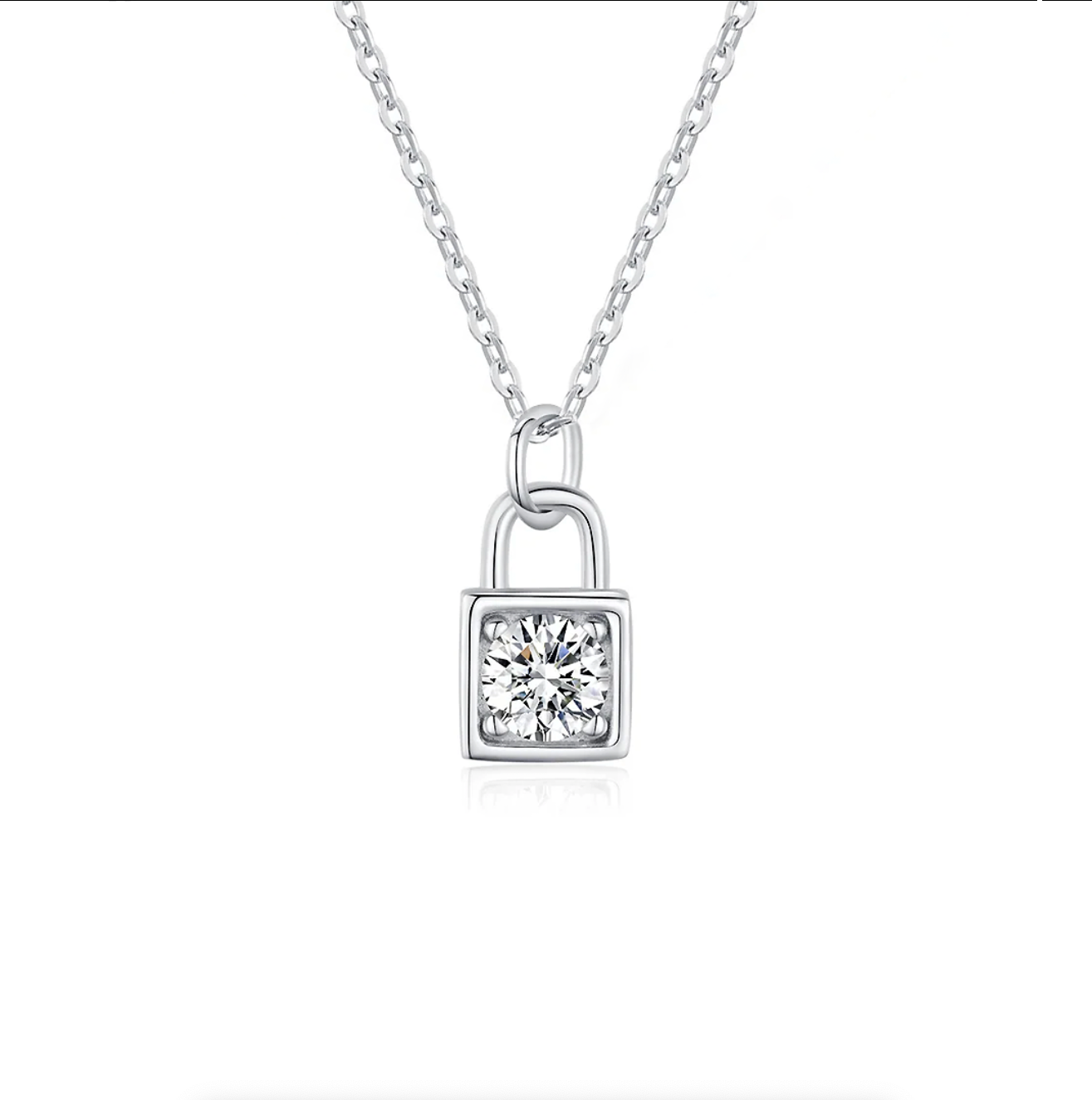 Claudia Locked Solitaire Round-cut Moissanite Necklace