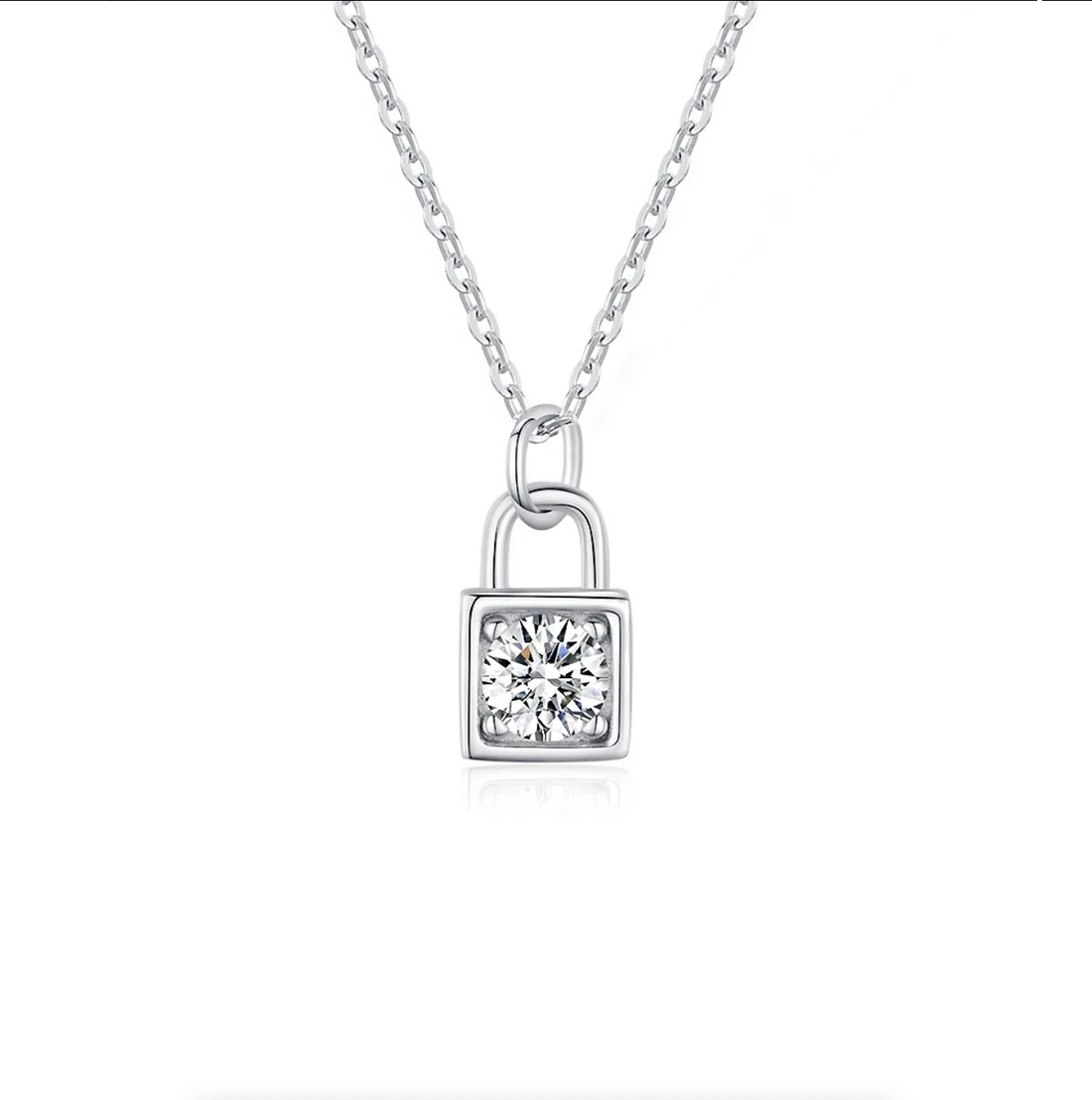 Claudia Locked Solitaire Round-cut Moissanite Necklace