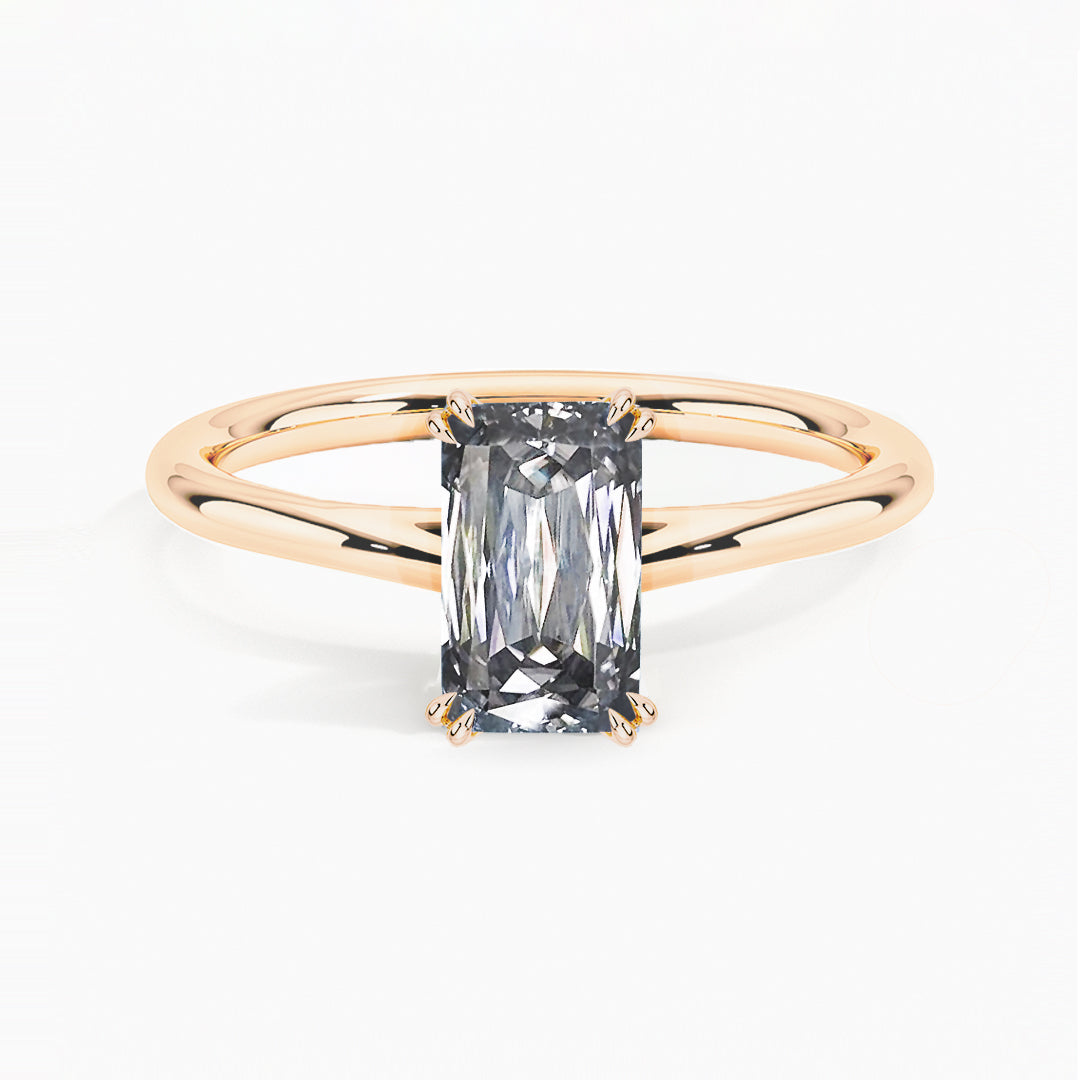 Ember Grey Moissanite Rectangle-Cut Ring