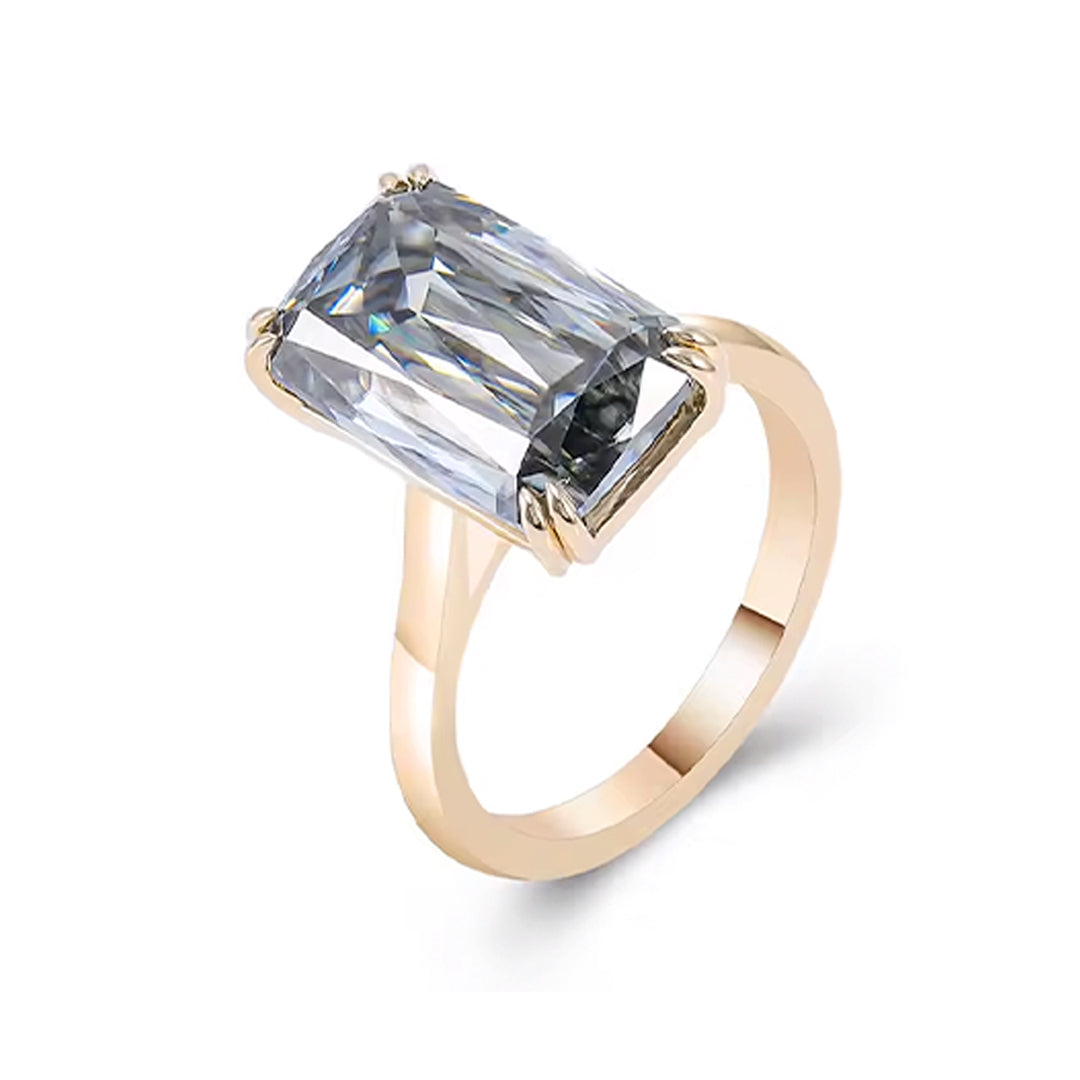 Ember Grey Moissanite Rectangle-Cut Ring