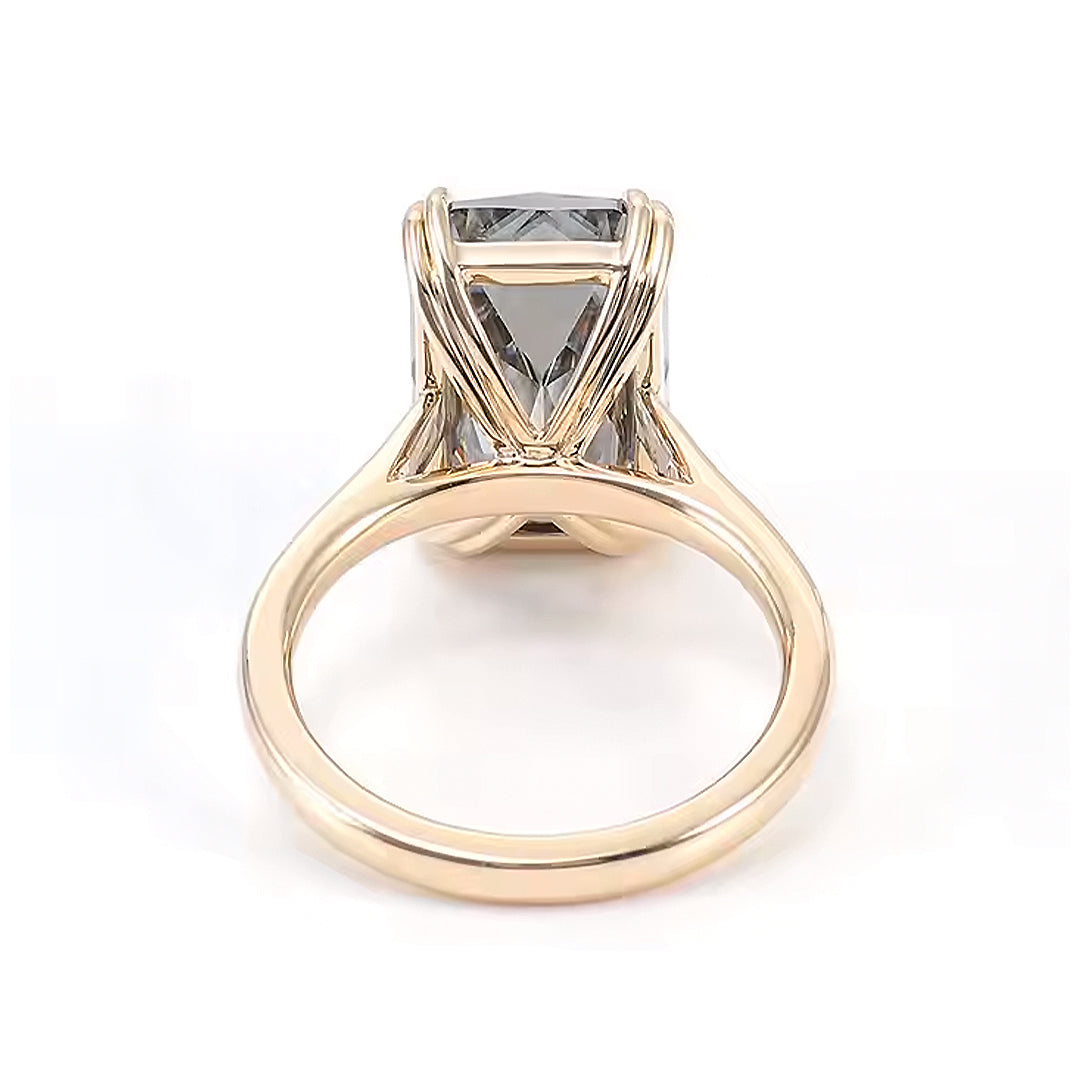 Ember Grey Moissanite Rectangle-Cut Ring