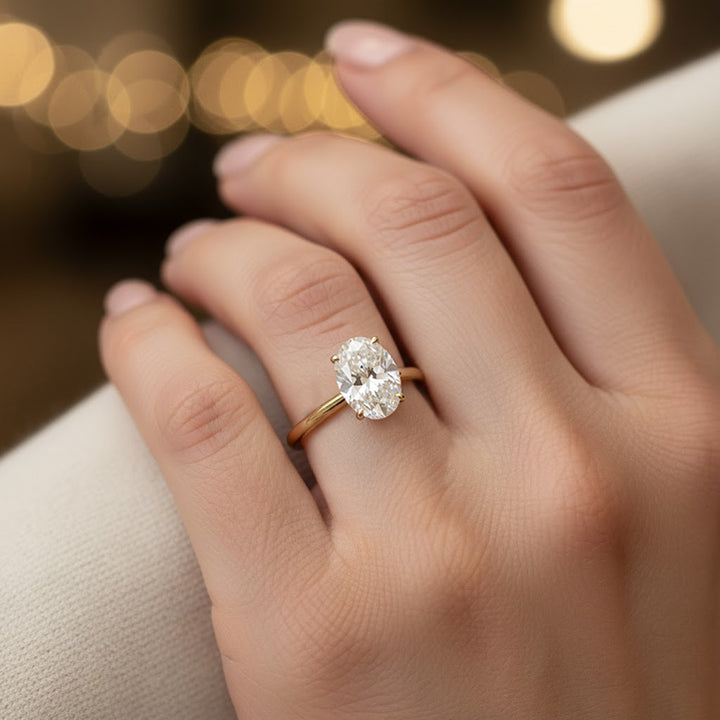 Elle Oval-Cut Hidden Halo Lab Diamond Ring