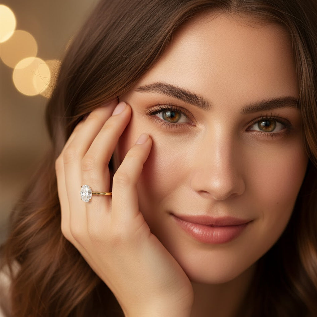 Elle Oval-Cut Hidden Halo Lab Diamond Ring