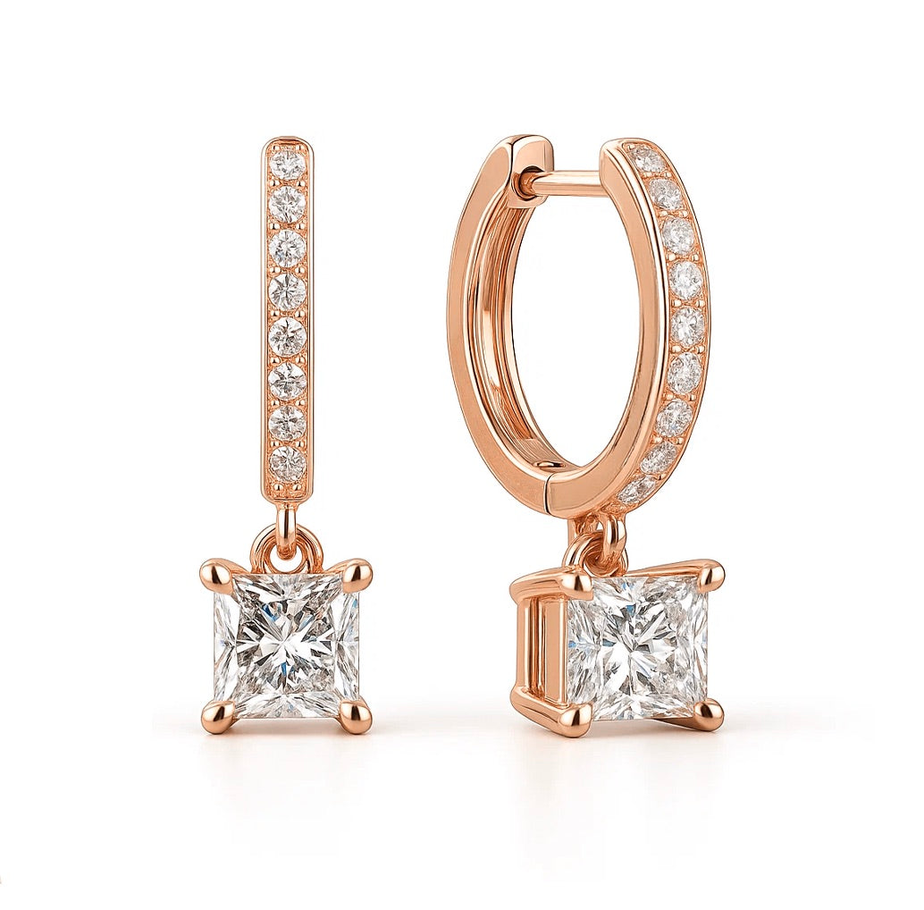 Sutton Princess-Cut Moissanite Earrings