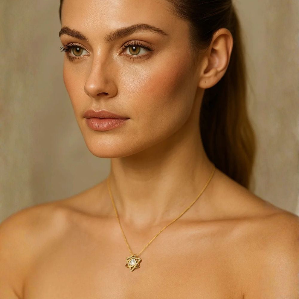 Star Of David Dancing Moissanite Necklace
