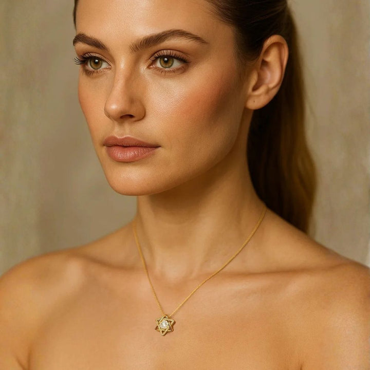 Star Of David Dancing Moissanite Necklace