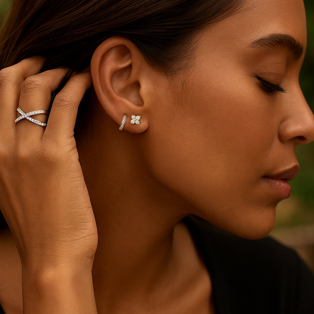 Channel-Set Hoop Moissanite Earrings