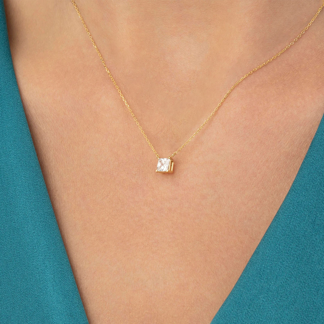 Valoria Princess-Cut Moissanite Pendant