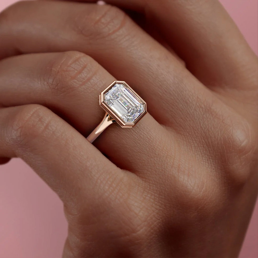 Vivianna Bezel Emerald-Cut Moissanite Ring