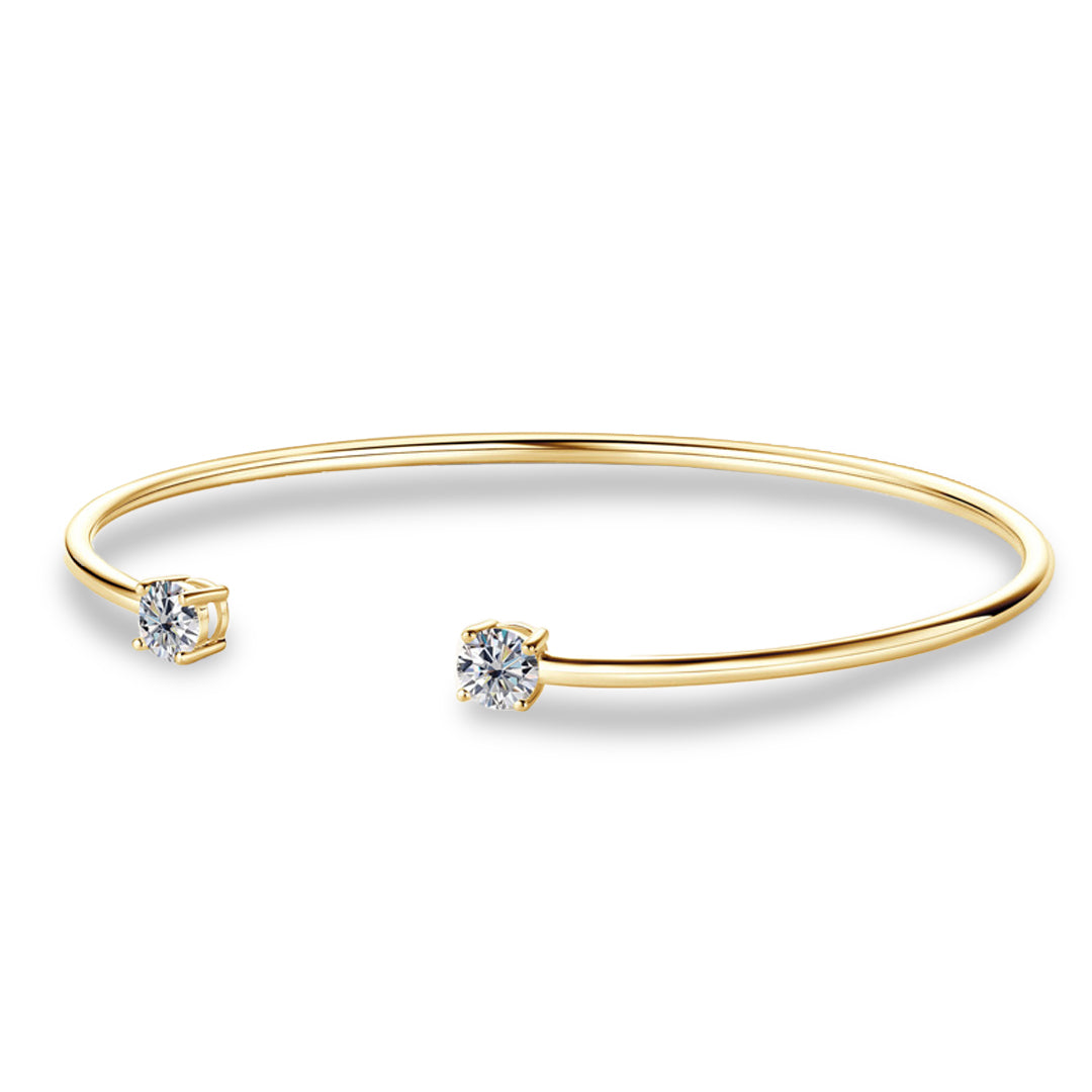 Yaresa 2-Stone Moissanite Cuff Bracelet