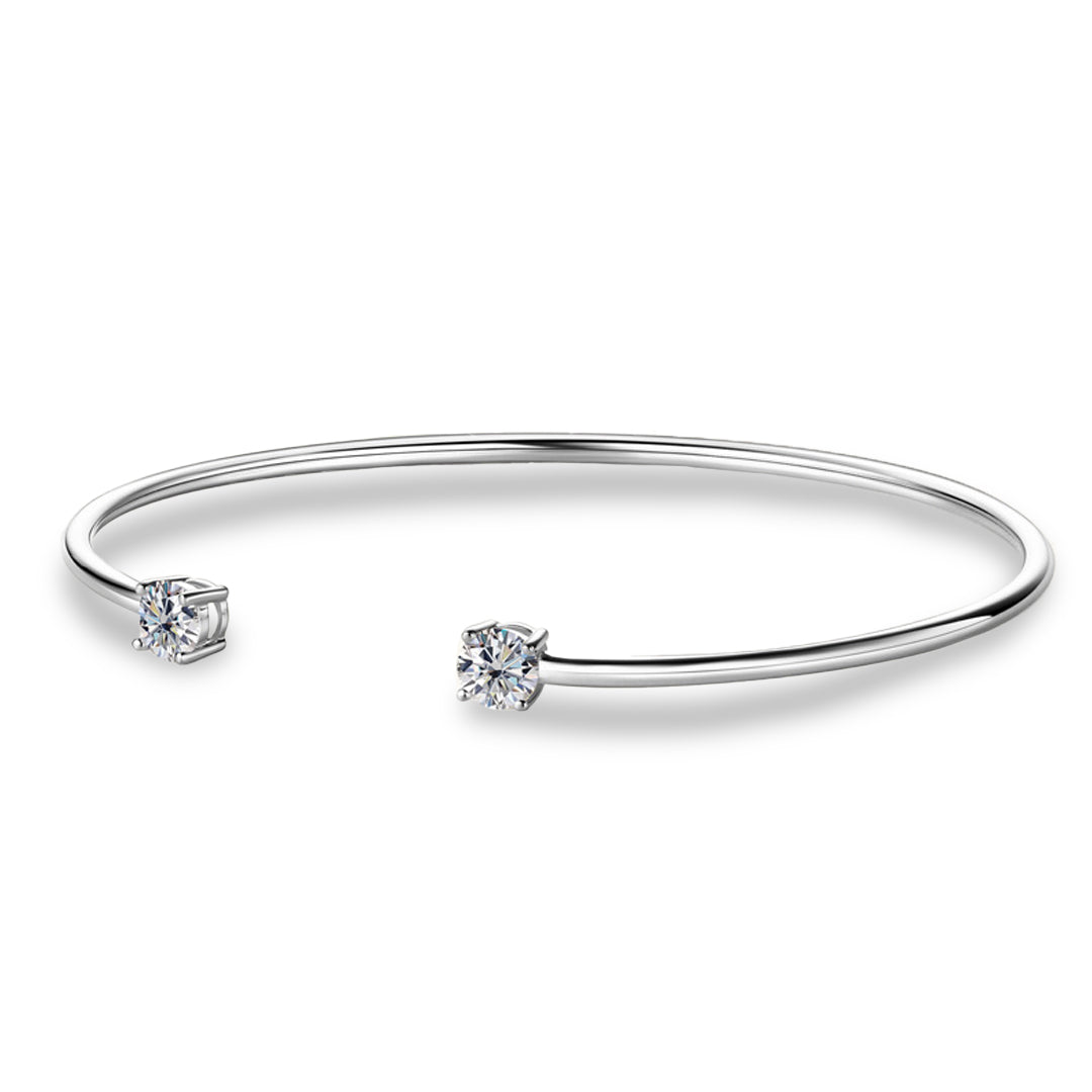 Yaresa 2-Stone Moissanite Cuff Bracelet
