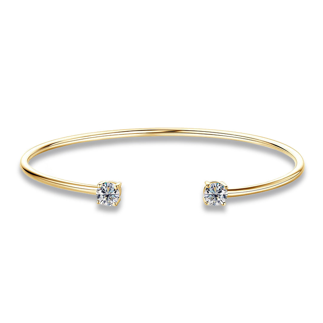 Yaresa 2-Stone Moissanite Cuff Bracelet
