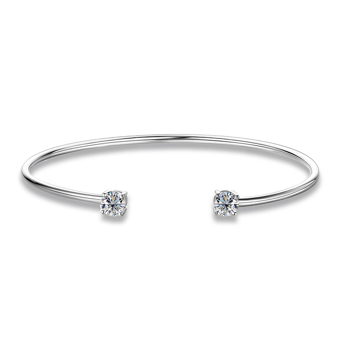 Yaresa 2-Stone Moissanite Cuff Bracelet