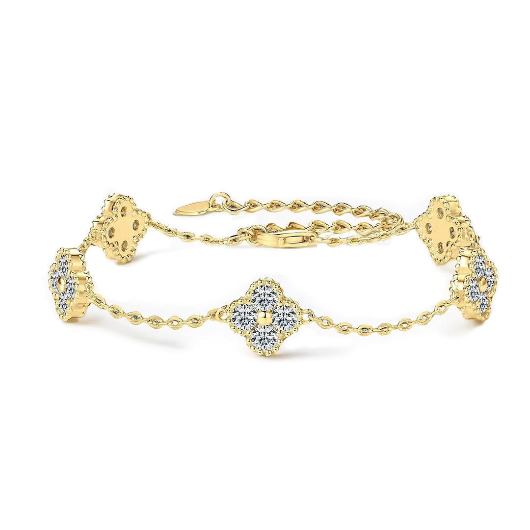 Yuna 5 Motif Clover Moissanite Bracelet