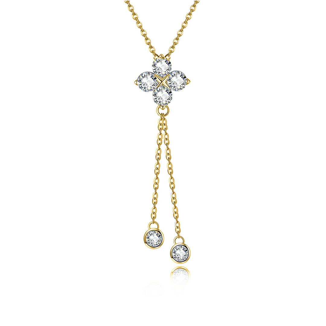 Yuna 4-Leaf Clover Dancing Moissanite Necklace