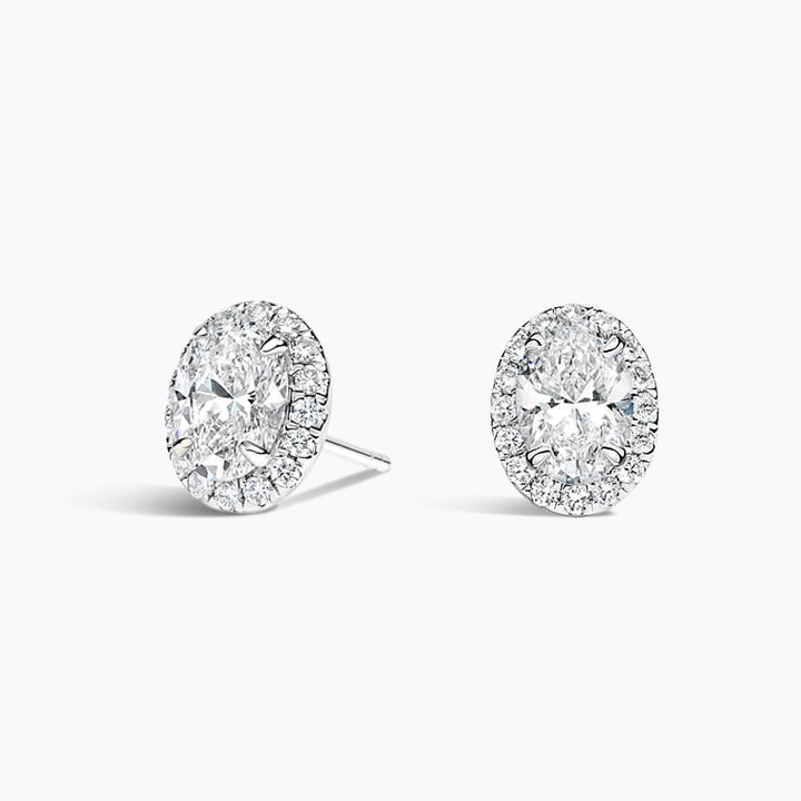 Oval-Cut Moissanite Halo Stud Earrings