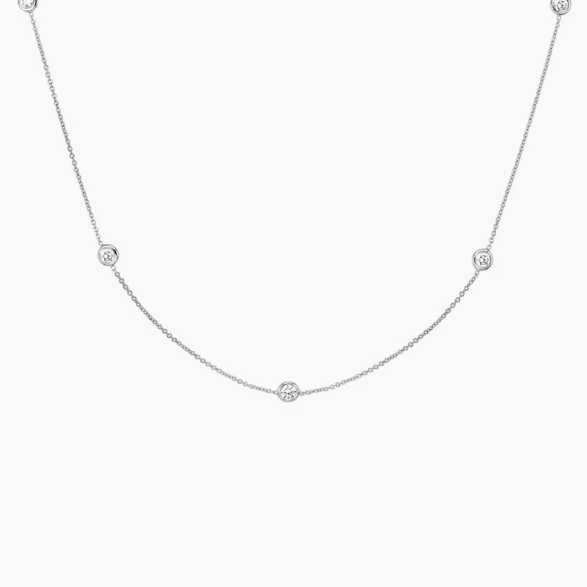 Celestia Bezel Strand Moissanite Necklace