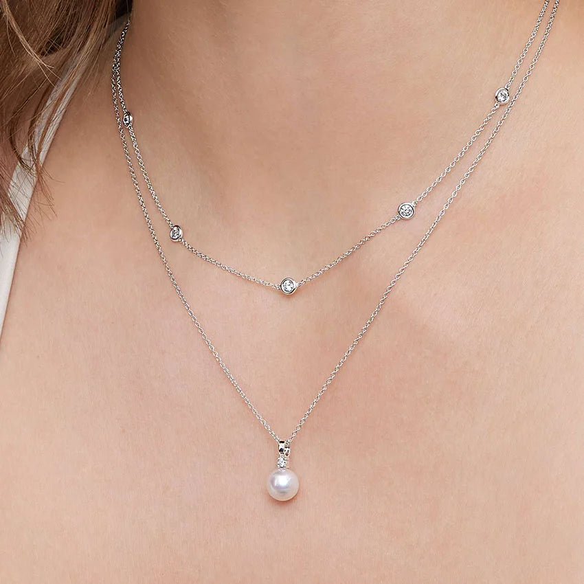 Celestia Bezel Strand Moissanite Necklace