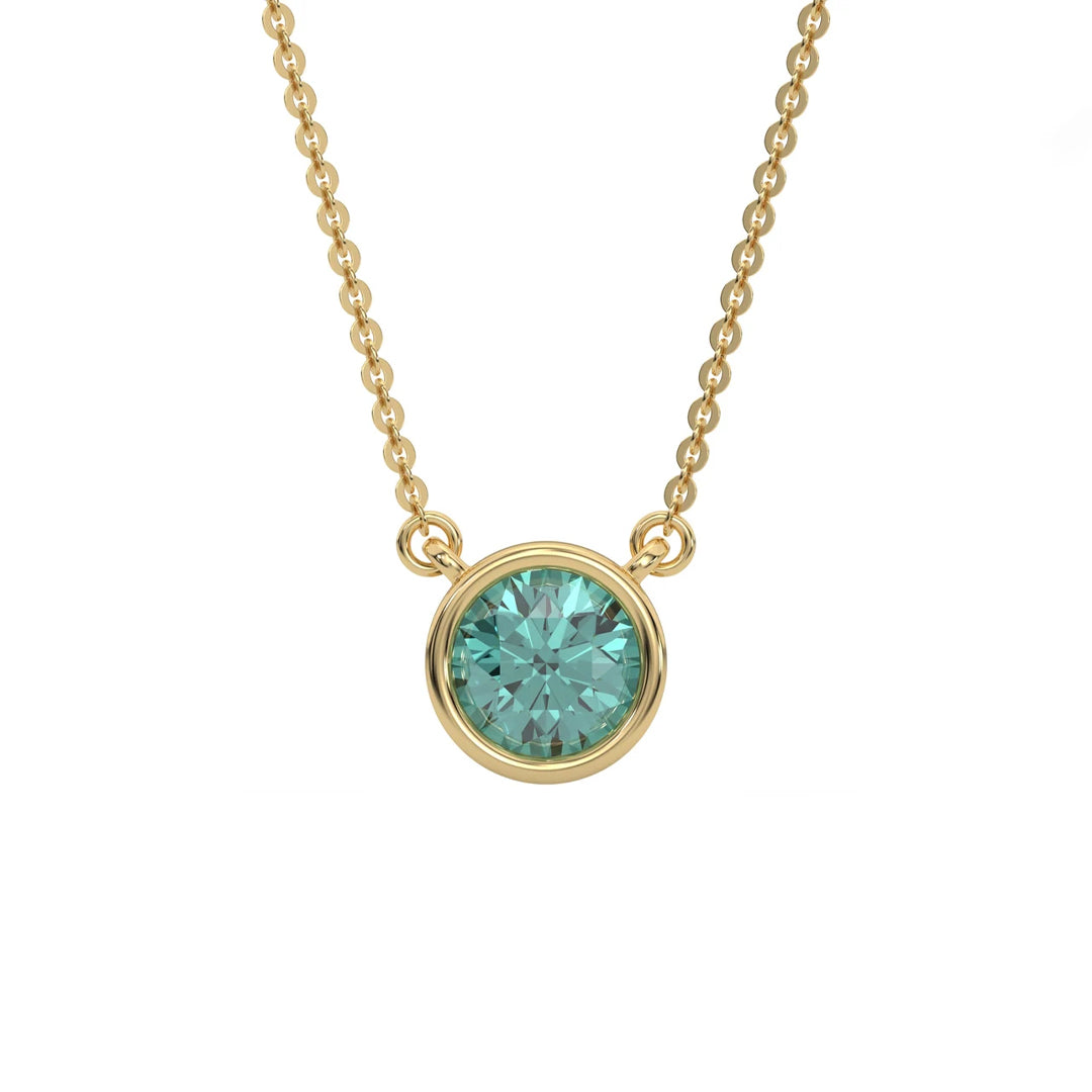 Solitaire Green moissanite necklace