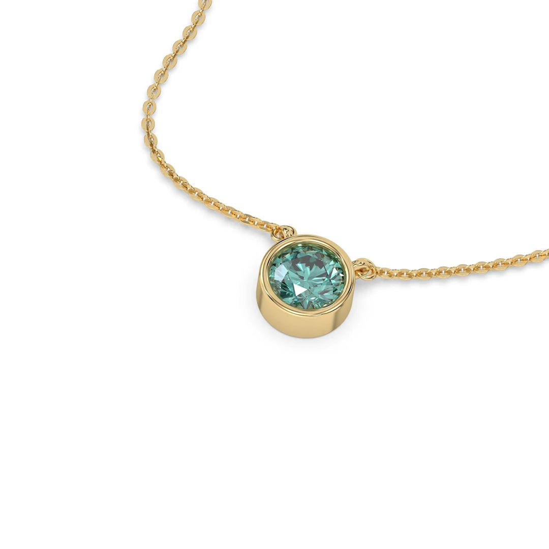 Solitaire Green moissanite necklace