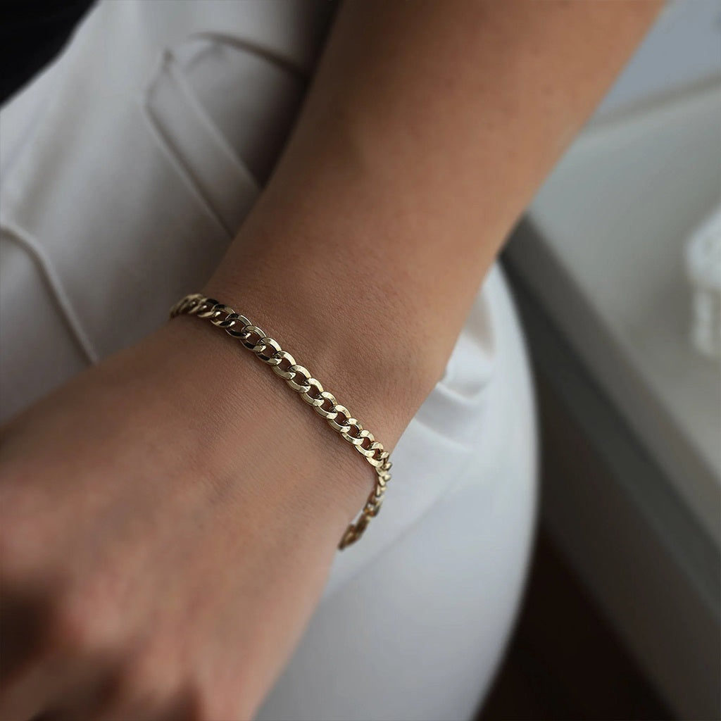 Flat Curb Link Unisex Bracelet