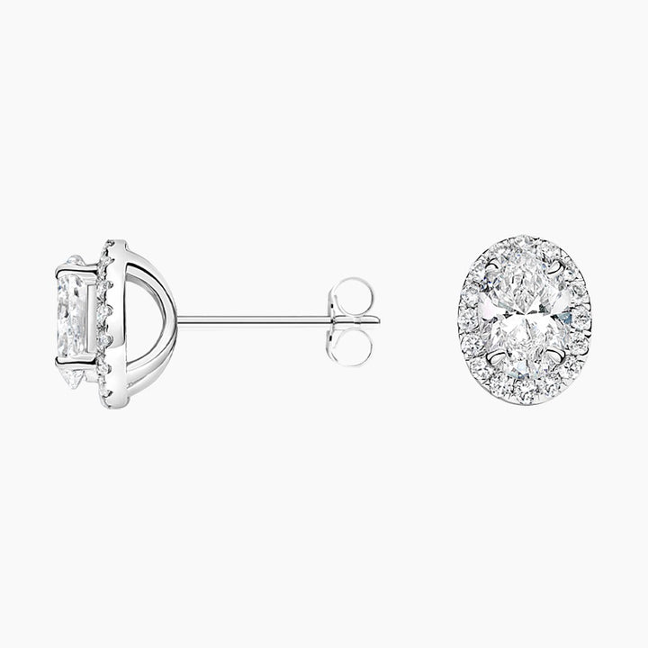 Oval-Cut Moissanite Halo Stud Earrings