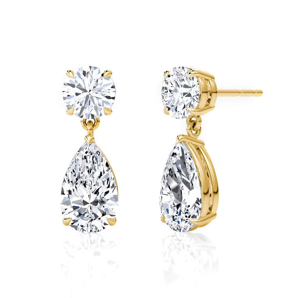 Layla Pear-Cut Drop Moissanite Earrings