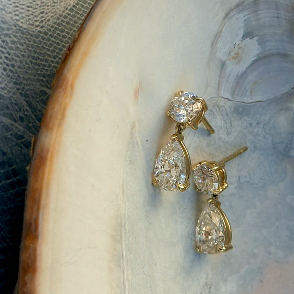 Layla Pear-Cut Drop Moissanite Earrings