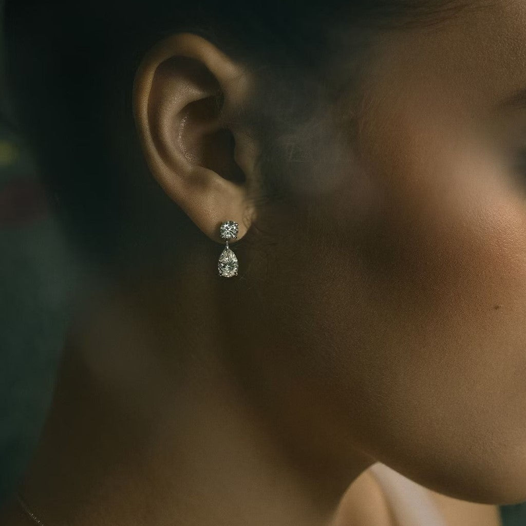 Layla Pear-Cut Drop Moissanite Earrings