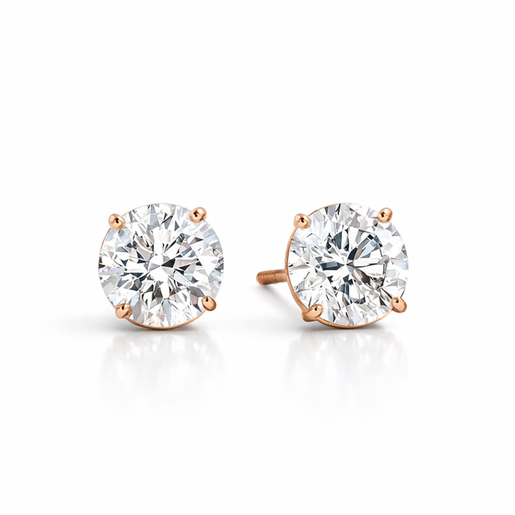 Moonlight Round-Cut Lab Diamond Stud Earrings