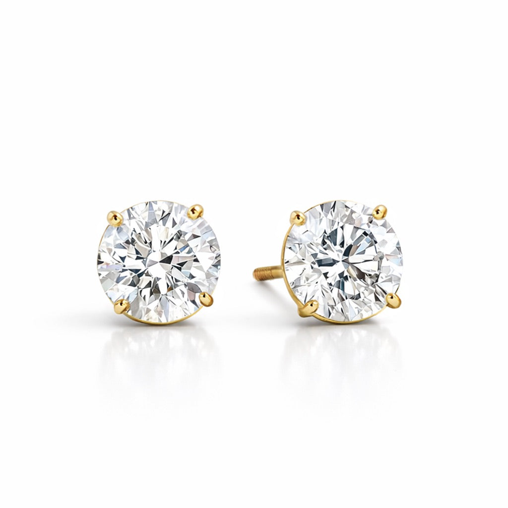 Moonlight Round-Cut Lab Diamond Stud Earrings