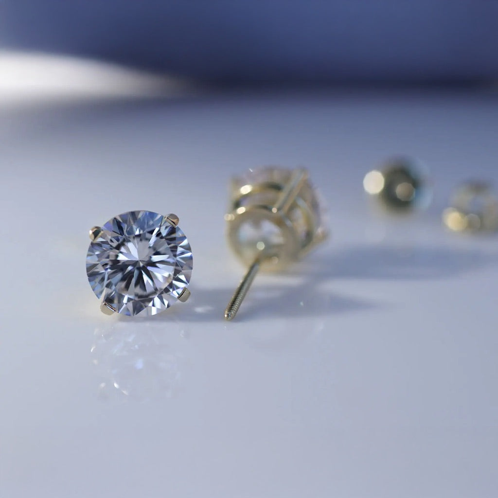 Moonlight Round-Cut Lab Diamond Stud Earrings