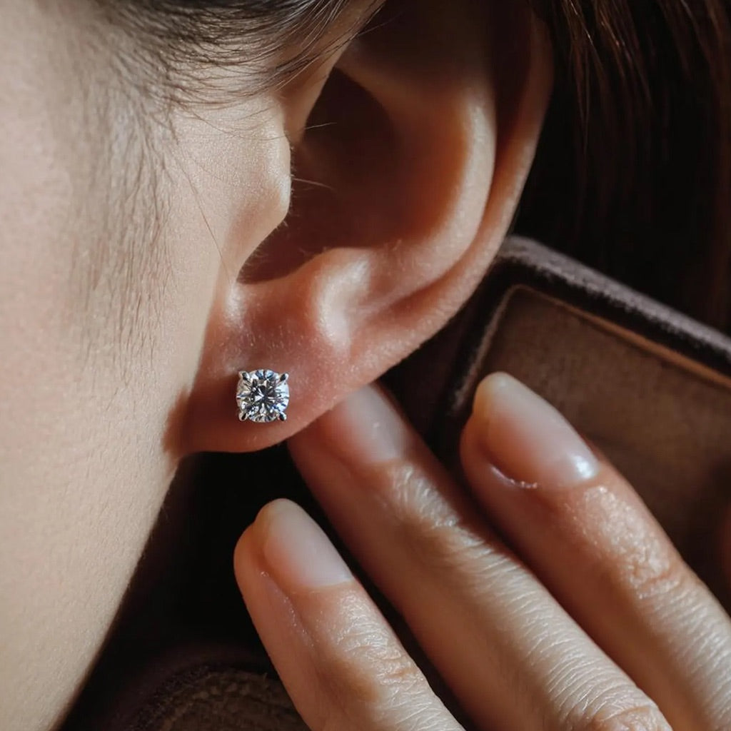 Moonlight Round-Cut Lab Diamond Stud Earrings