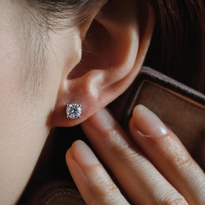 Moonlight Round-Cut Lab Diamond Stud Earrings