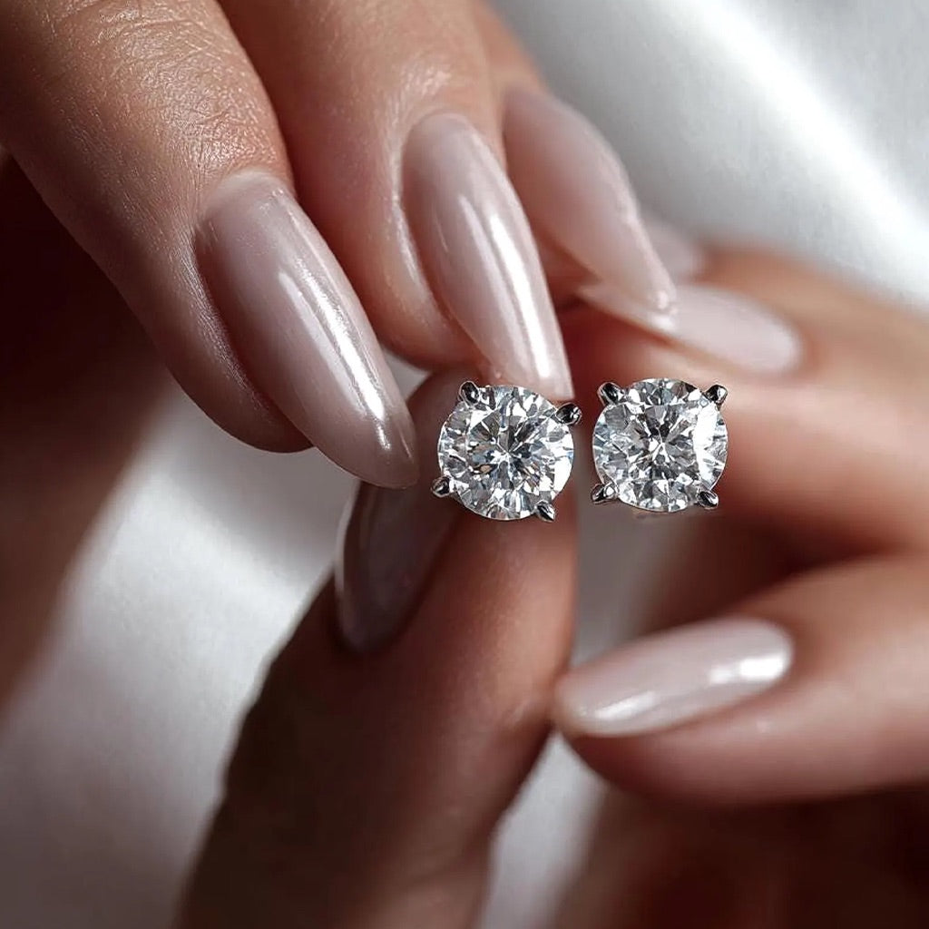 Moonlight Round-Cut Lab Diamond Stud Earrings