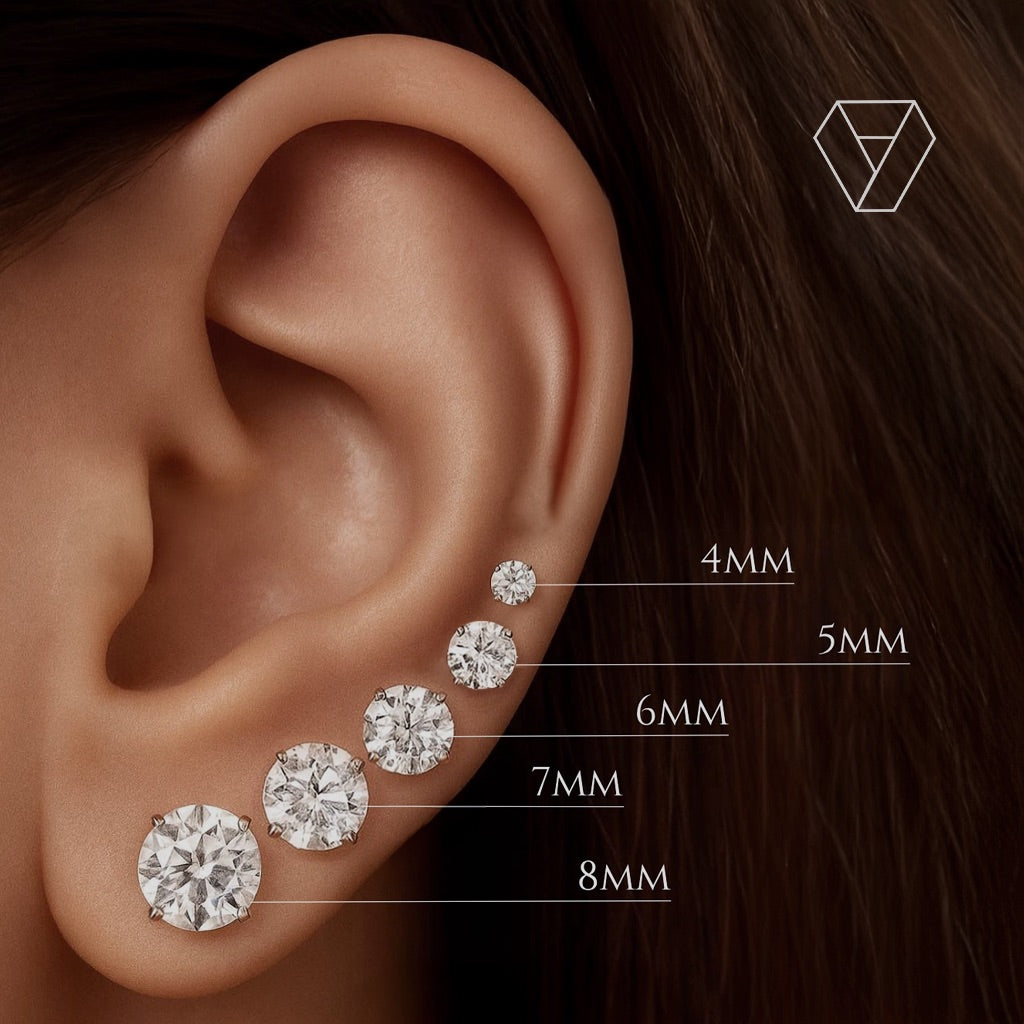 Moonlight Round-Cut Lab Diamond Stud Earrings