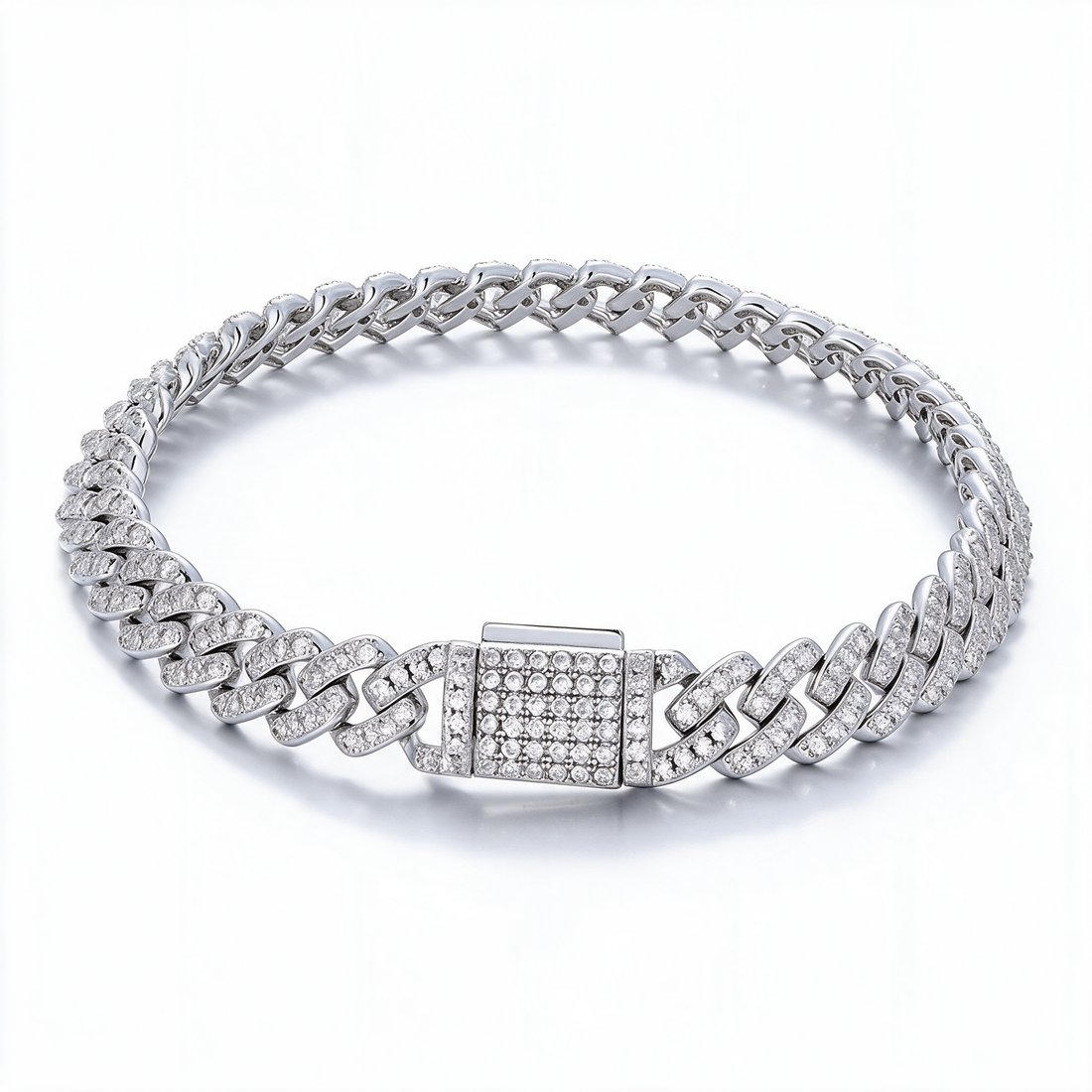 Catena Bold Cuban Link Moissanite Bracelet in 14k Platinum white gold