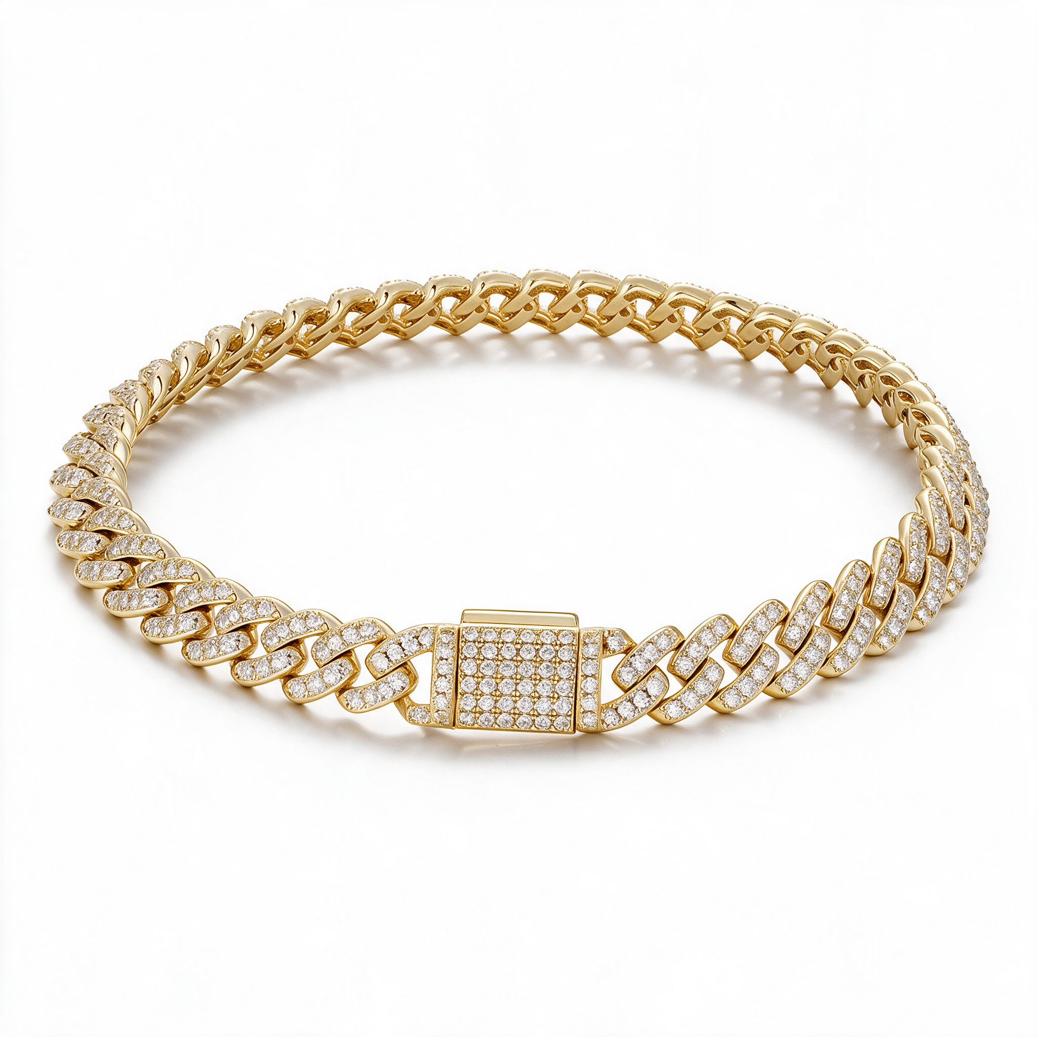 Catena Bold Cuban Link Moissanite Bracelet laid flat display
