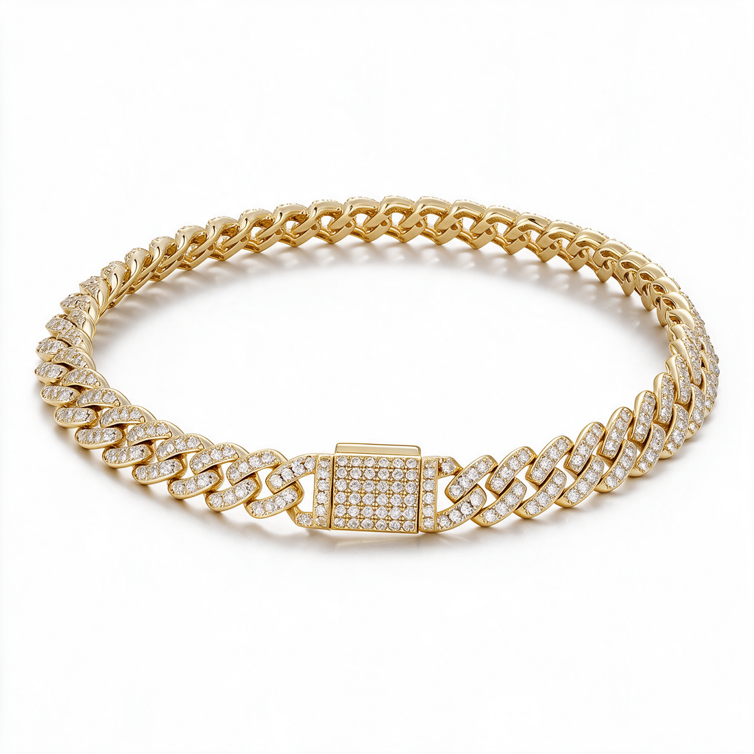 Catena Bold Cuban Link Moissanite Bracelet laid flat display