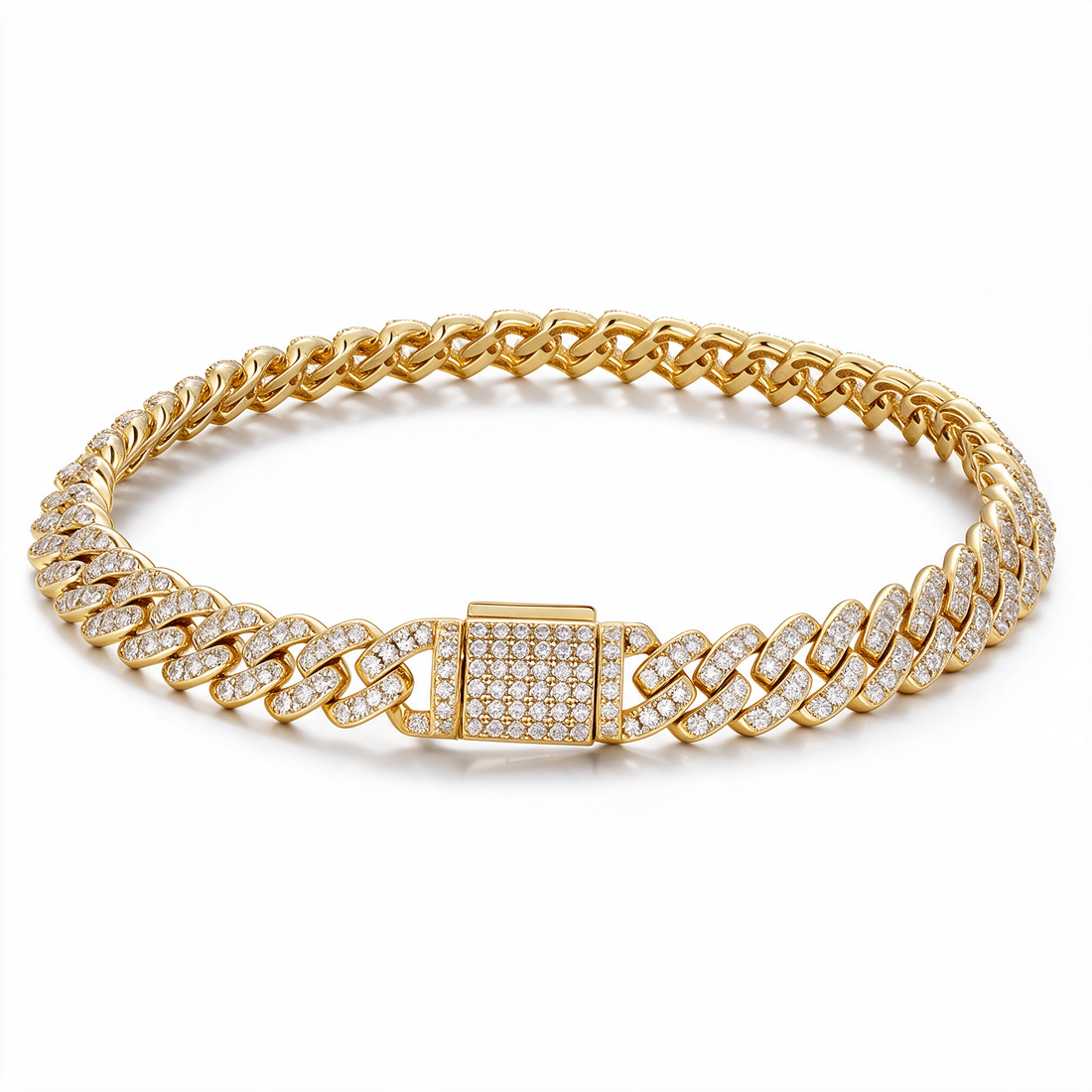 Catena Bold Cuban Link Moissanite Bracelet gold clasp detail