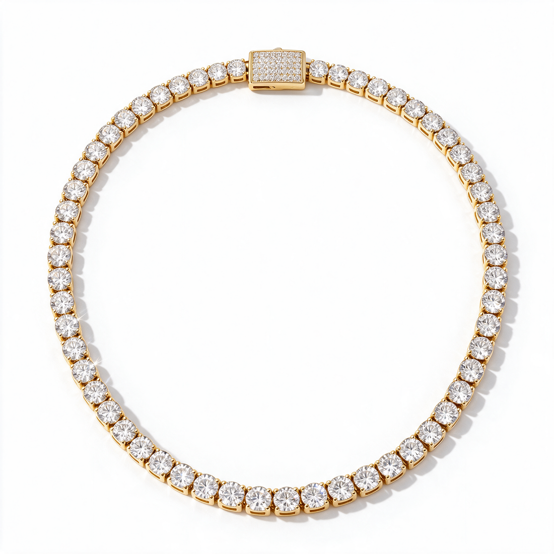 Atlas Moissanite Tennis Chain 14k Gold detail angle