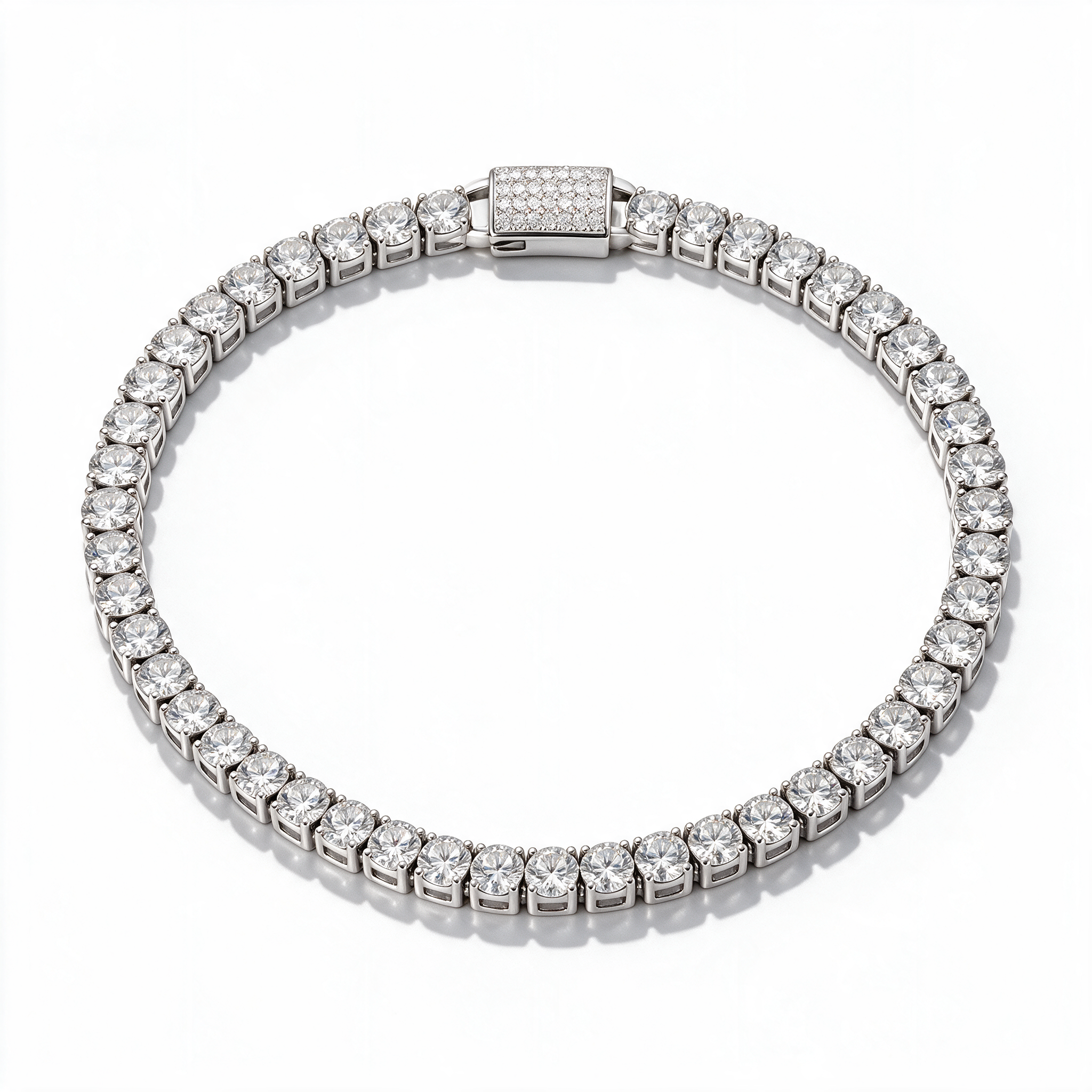 Atlas Moissanite Tennis Chain 14k Platinum detail angle