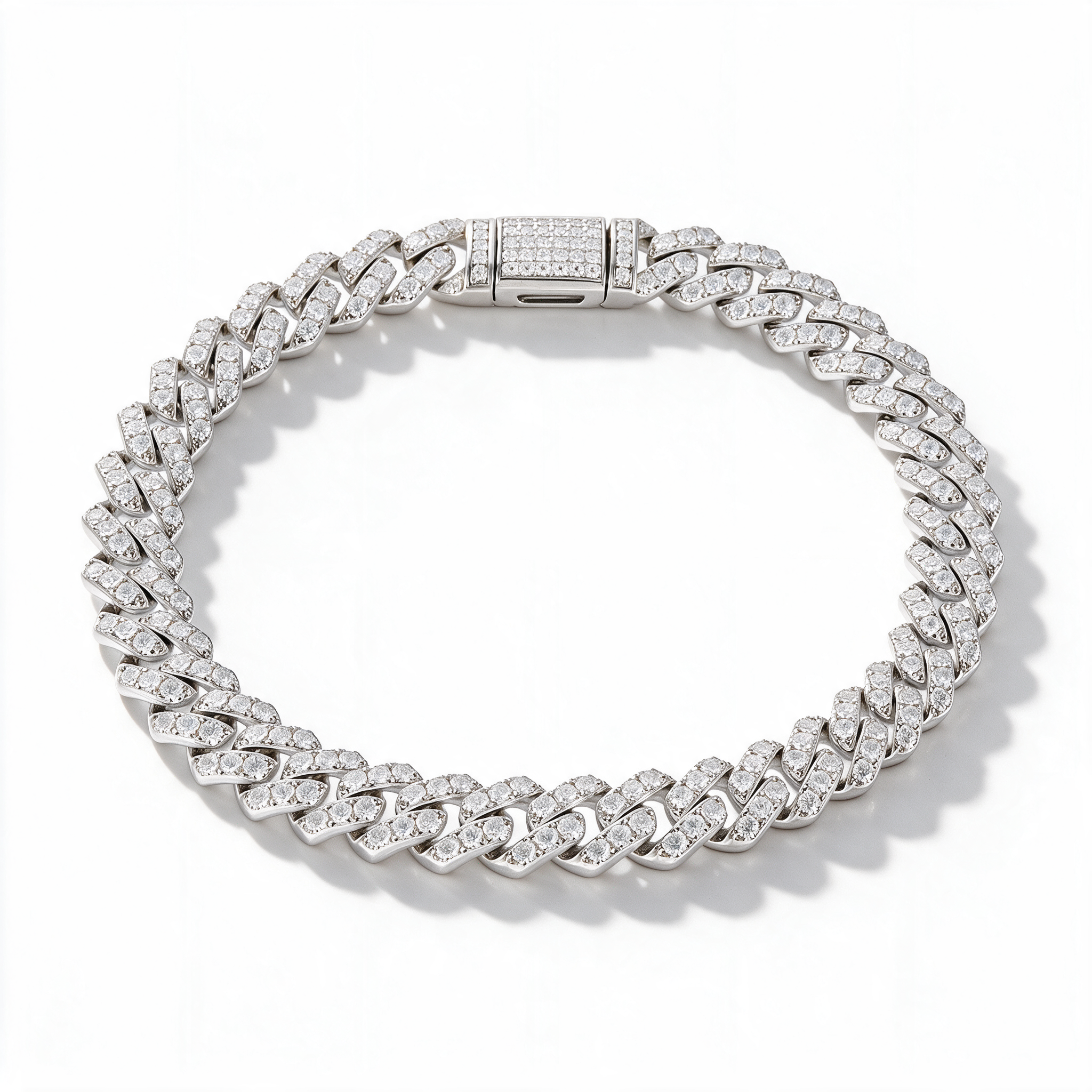 Catena Cuban Link Bracelet 14k Platinum detail angle