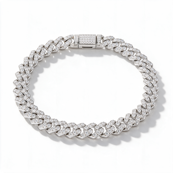 Catena Cuban Link Bracelet 14k Platinum detail angle