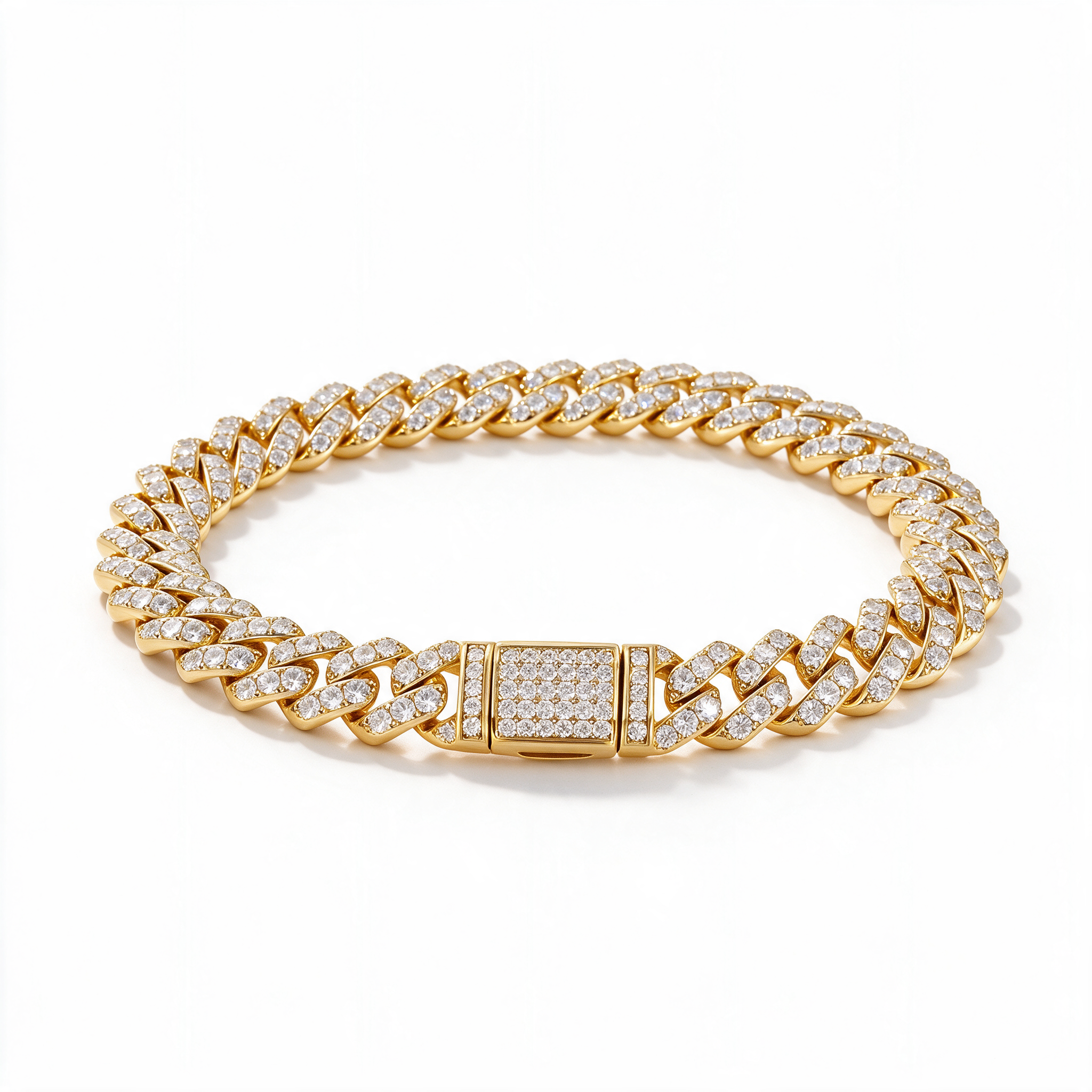 Catena Cuban Link Bracelet 14k Gold detail angle