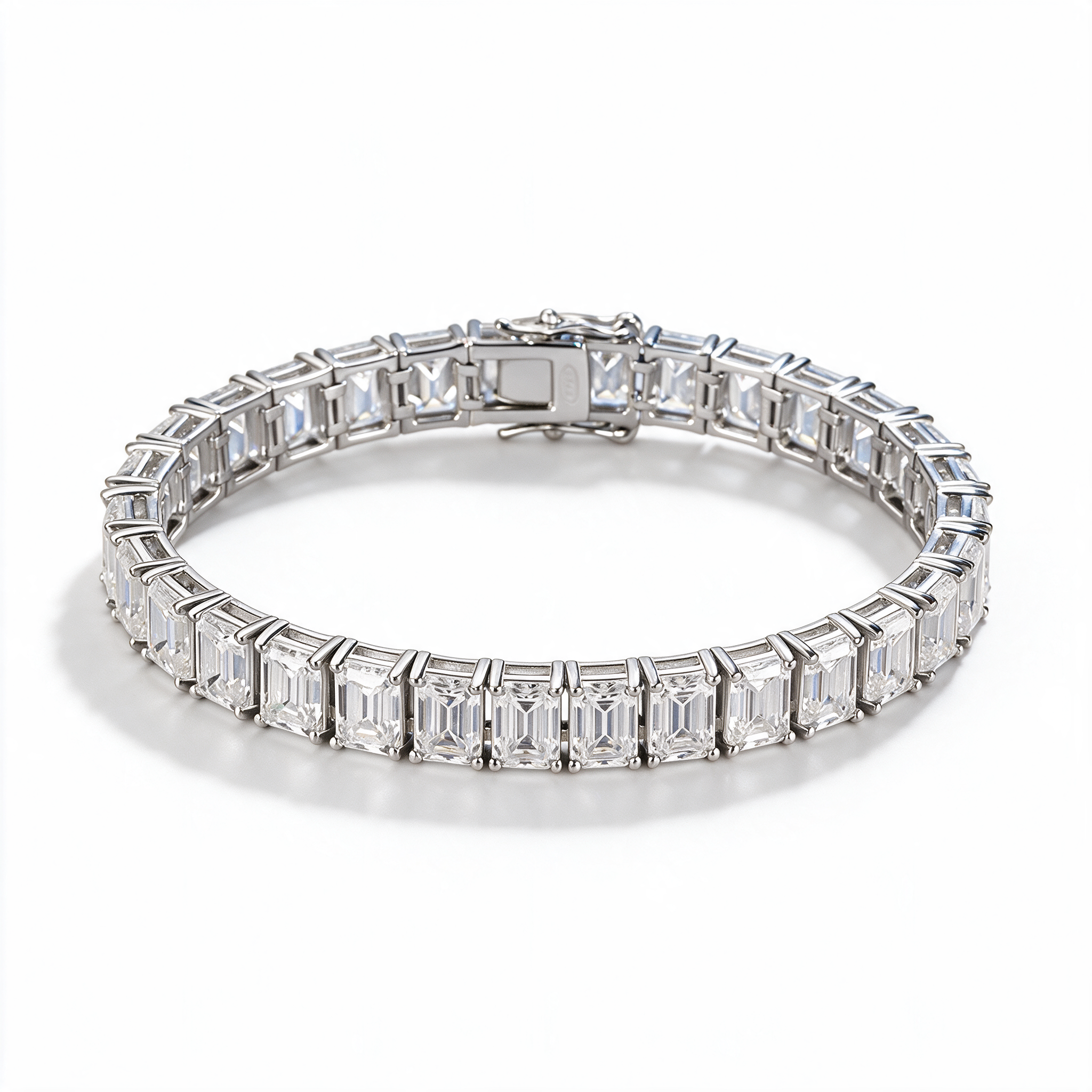 Celestia Emerald-Cut Moissanite Tennis Bracelet in 14k Platinum